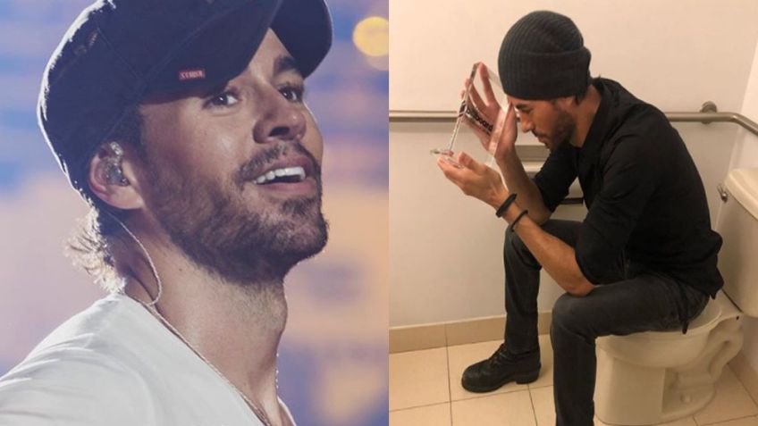 ¿En el trono? Enrique Iglesias celebra su premio Billboard desde un excusado