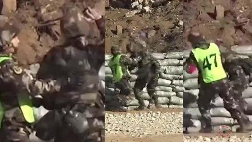 VIDEO: Militar chino salva la vida de inexperto cadete que deja caer granada a sus pies