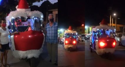 VIDEO: Trineo de 'Santa' recorre las calles de Juchitán y promueve el uso de cubrebocas