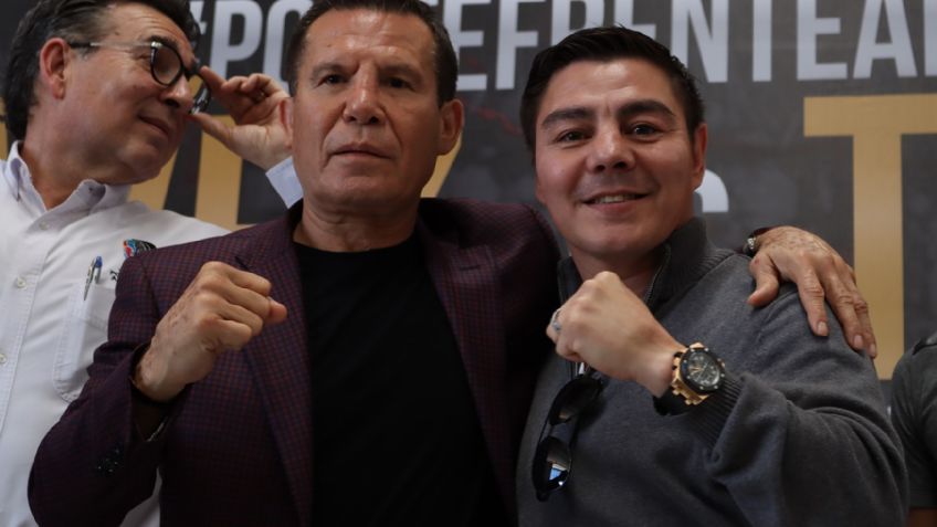 Julio Cesar Chávez y 'Travieso' Arce, intercambian palabras, previo a su pelea