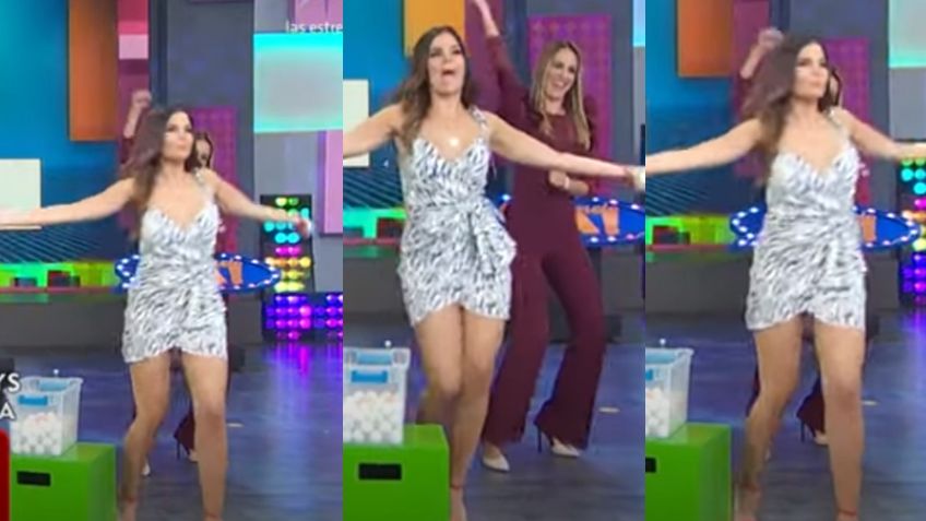 Vielka Valenzuela a punto de darse tremendo trancazo al tropezarse en 'Cuéntamelo Ya!'