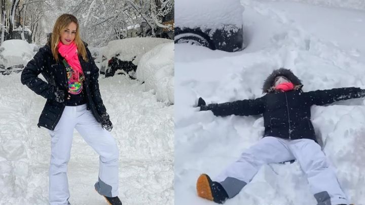 Tras intensa nevada en España, 'La Choco' revela que no es fácil crear un ángel