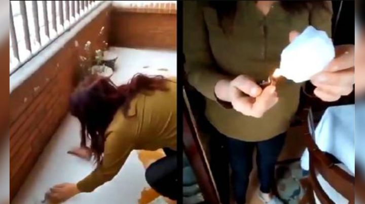 VIDEO: Mujer muestra su desagrado en redes por la caída de 'nieve de plástico' en España