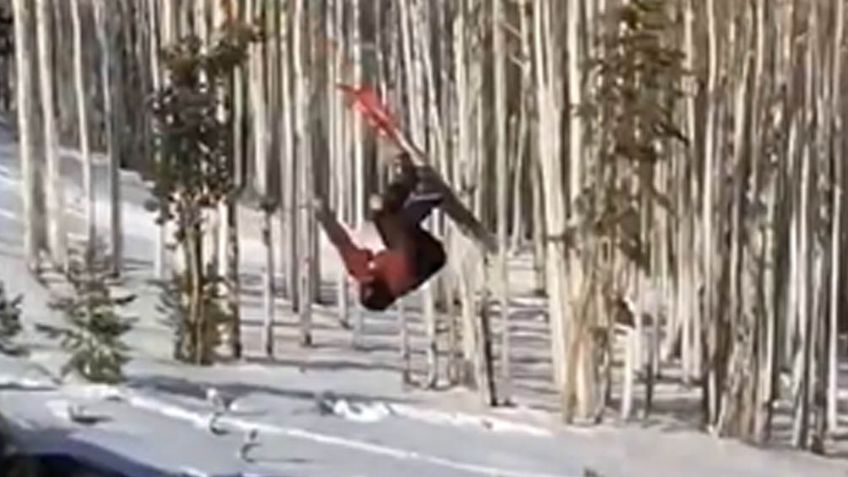 Esquiador intenta impresionar con sorpréndete truco y acaba por hacer el ridículo