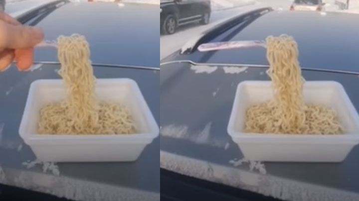Gélido clima de Siberia congela al instante sopa de fideos y las imágenes se viralizan