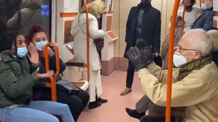 Abuelito pierde los estribos con mujer por mal uso de cubrebocas y la regaña entre insultos