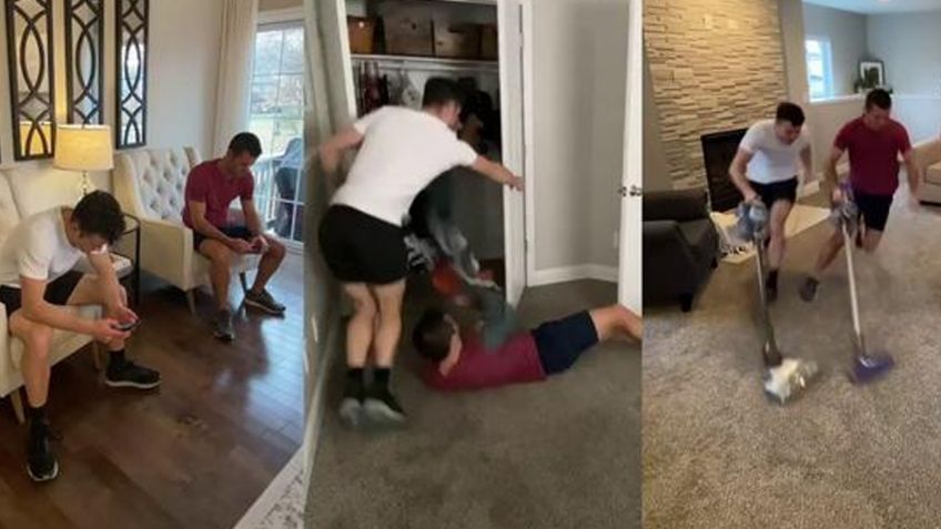 VIDEO: Para evitar regañó, jóvenes limpian su casa al estilo de 'Flash'