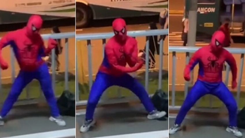 VIDEO: 'Spider-Man' baila 'Bichota' en una avenida y se hace viral en redes sociales