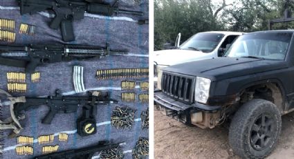 Tras enfrentamiento, hallan dos autos, cartuchos y seis armas de grueso calibre en Sonora