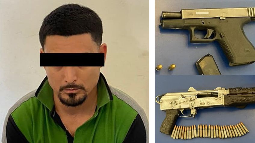 Capturan a presunto sicario en calles de Ciudad Obregón; llevaba pistola y fusil dorados