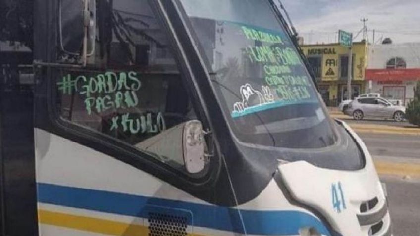 Chofer en Durango es sancionado por polémico mensaje en su unidad: "Gordas pagan por kilo"