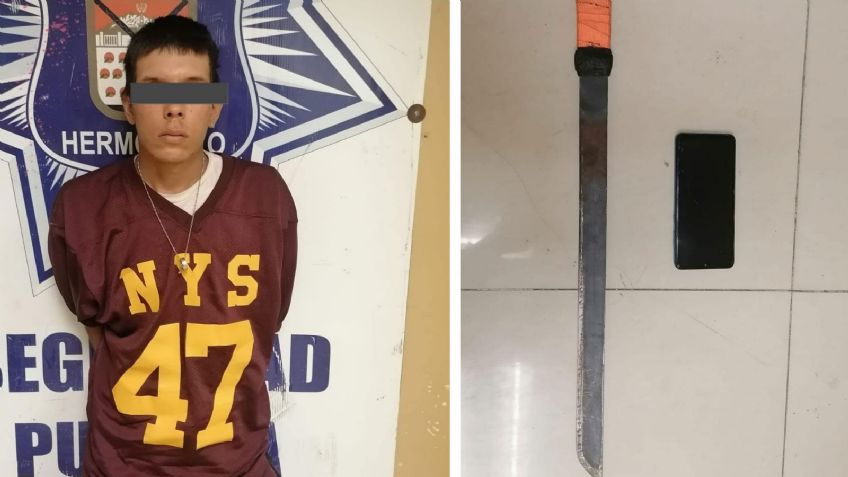 Hermosillo: Detienen a "El Flaco" por robar celular, le encuentran arma entre sus pertenencias