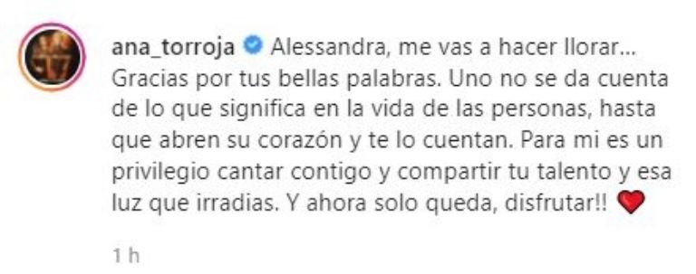 Respuesta de Ana Torroja 
