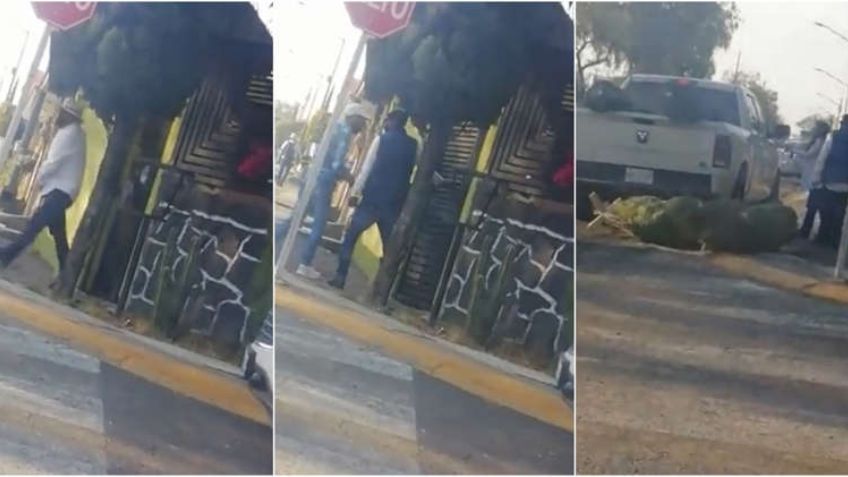 En segundos, comando armado realiza robo de auto con árboles de Navidad; VIDEO muestra el ilícito