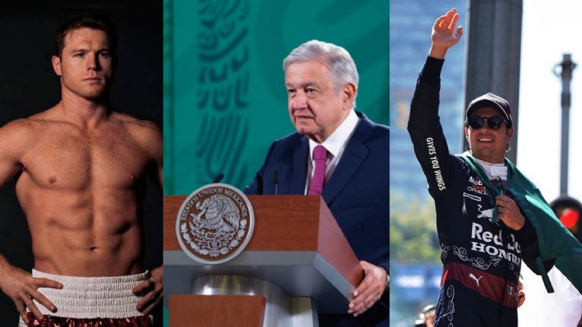 AMLO celebra el triunfo de 'Canelo' Álvarez y podio de 'Checo' Pérez en GP de México