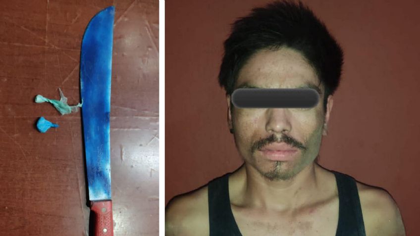 Hermosillo: Lo detienen por portación de machete y le descubren envoltorios de 'crystal'