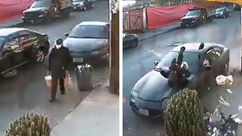 VIDEO: Por evitar un bache, automovilista atropella a señor de la tercera edad y huye