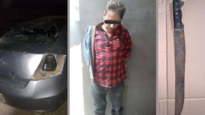Por dañar con un machete el auto de su vecino, Erasmo es detenido en Miguel Alemán