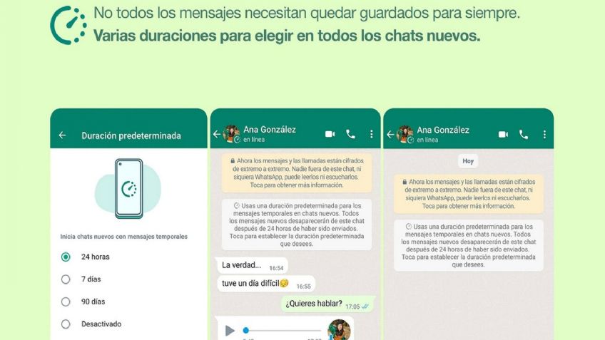 Más privacidad: Mensajes temporales de WhatsApp ahora podrán eliminarse en hasta 90 días