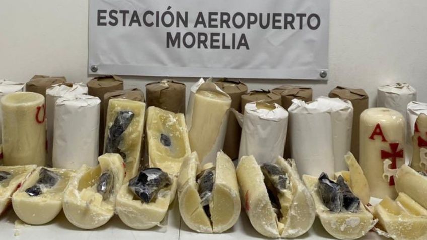Descubren veladoras rellenas de metanfetamina en aeropuerto de Morelia; Iban a Texas