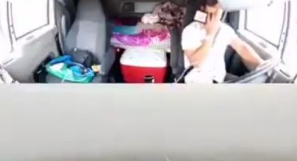 VIDEO: ¡Imprudencia al volante! Trailero ocasiona accidente al conducir mientras habla por celular