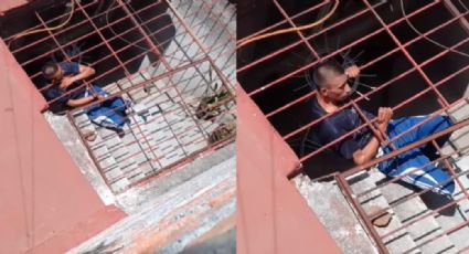 VIDEO: ¡Mala suerte! La cabeza de un ladrón quedó atorada en una reja y no pudo huir