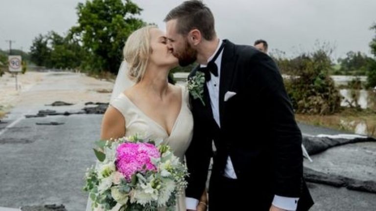 Kate llegó en helicóptero a su boda