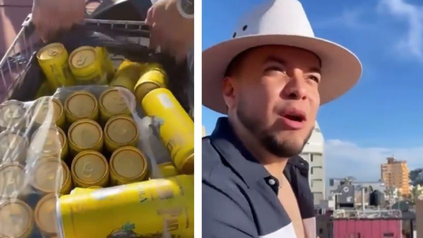 VIDEO: Lorenzo Méndez se burla de su polémica y le paga con latas de cerveza a músicos