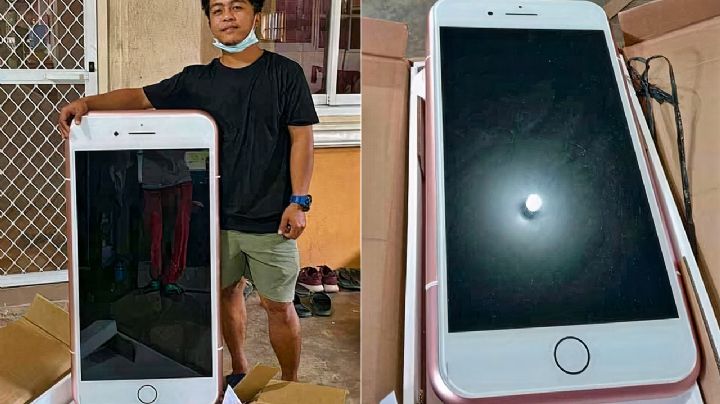 Ordena un iPhone por Internet y le llega una mesa para el café con la forma del smartphone