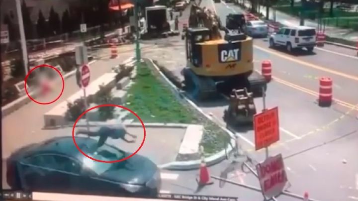 VIDEO: Impactante momento en el que un hombre atropella al asesino de su novia en el Bronx