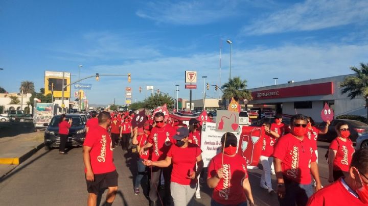 Empleados de salud Cajeme marchan para concientizar sobre la donación altruista de sangre