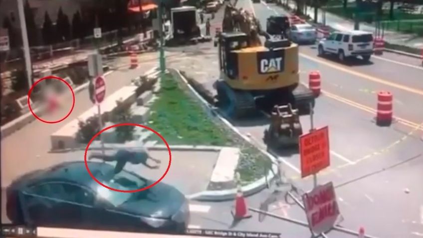 VIDEO: Impactante momento en el que un hombre atropella al asesino de su novia en el Bronx