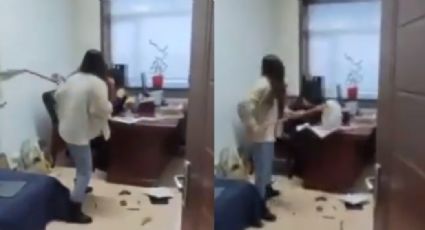 VIDEO: Jefe recibe tremenda paliza con un trapeador; una empleada lo golpeó por acosador