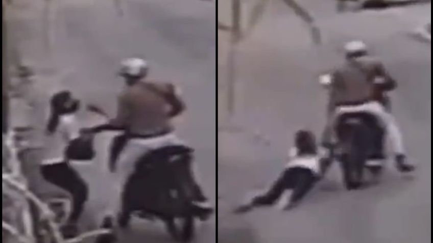 VIDEO: Mujer es arrastrada por una moto en medio de un asalto en Campeche
