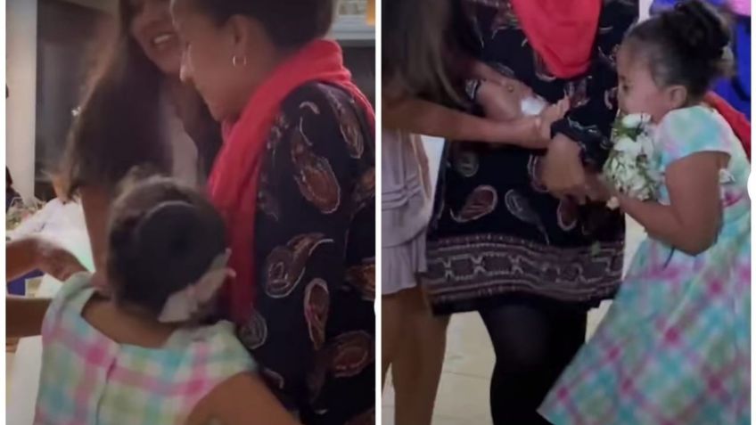 VIDEO: Niña pelea a golpes para ganar el ramo en una boda; Internet estalla en risas