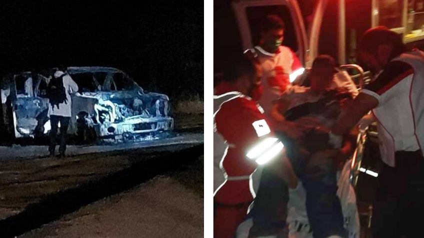 Comandos armados se enfrentan en carretera de Sonora; reportan 3 heridos y camioneta calcinada