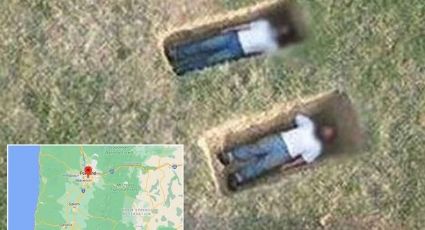 Captan una escalofriante foto con Google Maps de cuerpos dentro de una tumba