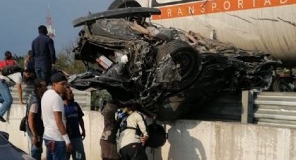 FUERTES IMÁGENES: Pipa de gas se queda sin frenos y provoca accidente entre 12 vehículos