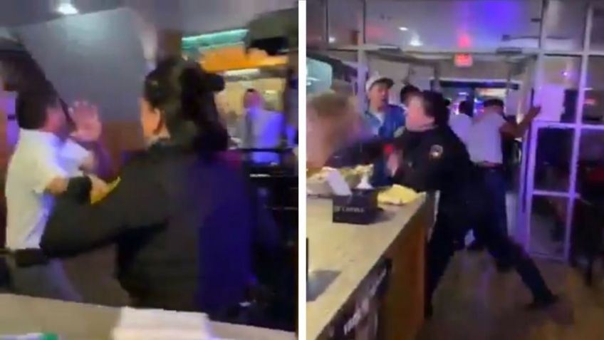 ¡A puño cerrado! Policía responde un enfrentamiento a golpes y VIDEO se hace viral