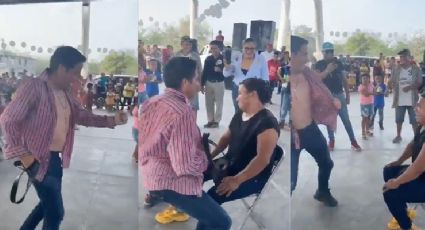 VIDEO: Candidato a la gubernatura de SLP realiza striptease a una mujer durante mitin