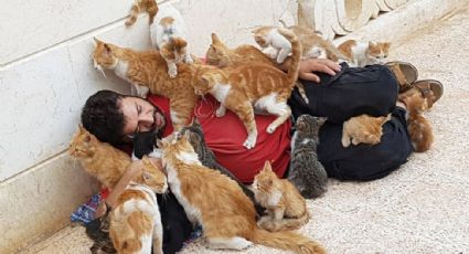 'El Hombre Gato de Alepo', el activista que rescata mascotas sin hogar en tiempos de guerra