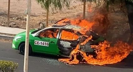 Incendian taxi con bomba molotov en Guanajuato; murió el conductor y hay una pasajera herida