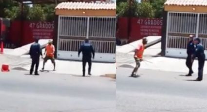 VIDEO: A plena luz del día, policías disparan para detener a hombre con machete en Ciudad Obregón