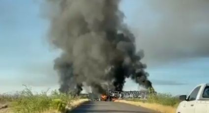 Violencia arde en Sonora: Atraviesan e incendian tráiler en carretera a Tubutama