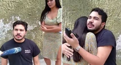 VIDEO: ¿Romántico? En medio de una violenta escena le pide matrimonio a su novia