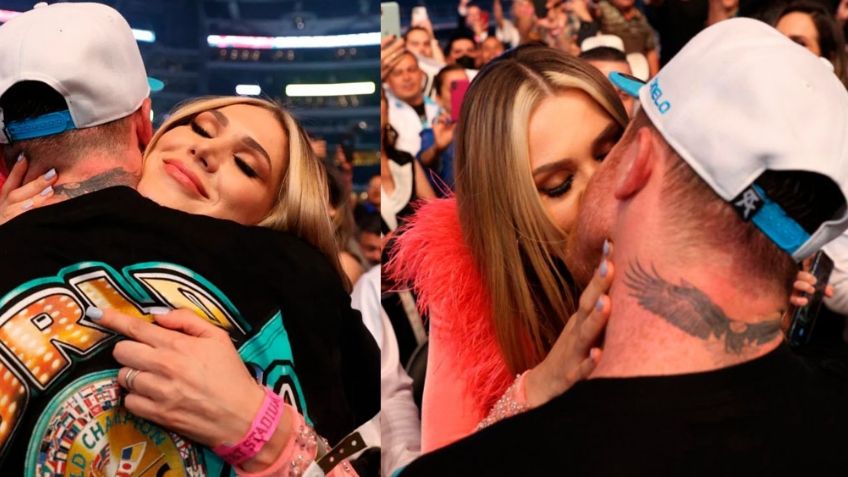 'Canelo' Álvarez y Fernanda Gómez fueron captados de lo más enamorados a la hora de la pelea
