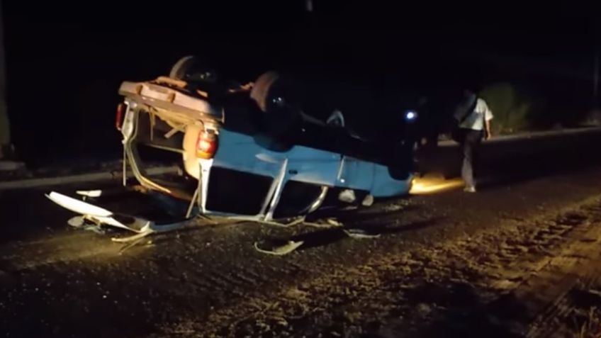 Brutal: Conductor protagoniza volcadura en carretera de Guaymas-Empalme y huye del lugar