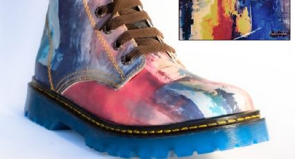 La cajemense Sandra Pérez León plasma sus creaciones artísticas en zapatos y botas