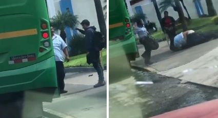 FUERTE VIDEO: Chofer de Jalisco agarra a golpes a pasajero; lo tiró al suelo frente a personas