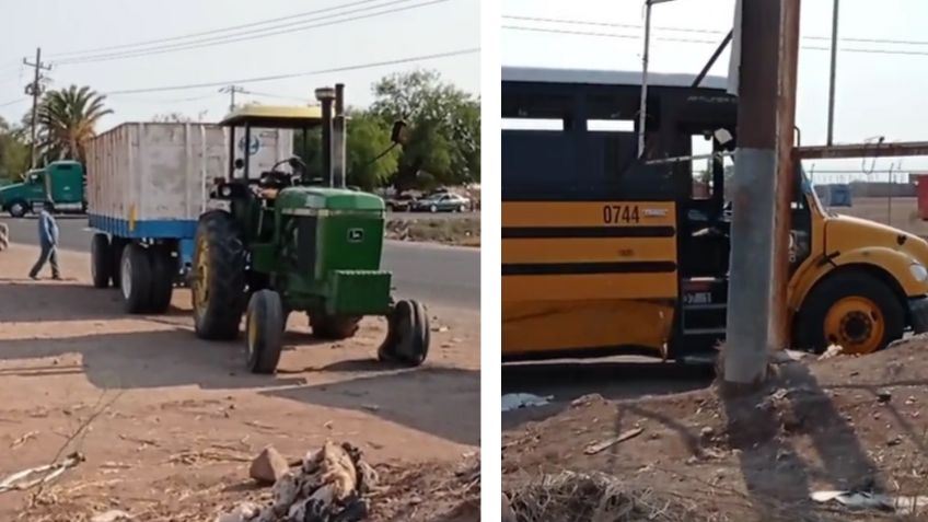 Chocan tractor y camión de jornaleros en el Valle del Yaqui; hay tres personas heridas